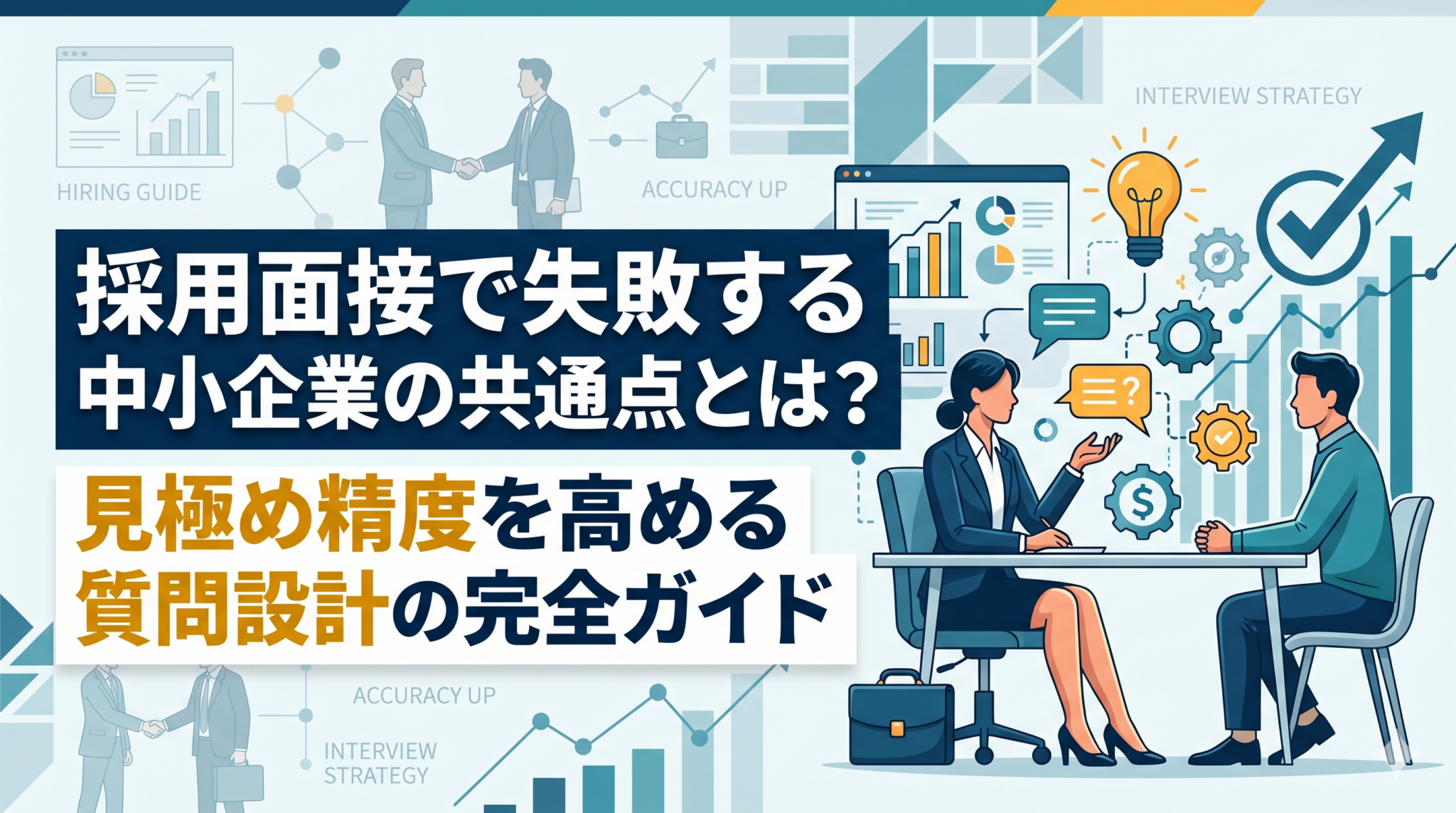 採用面接で失敗する中小企業の共通点とは？見極め精度を高める質問設計の完全ガイドを解説した記事のアイキャッチ画像。中小企業向けの人事・組織の実務情報